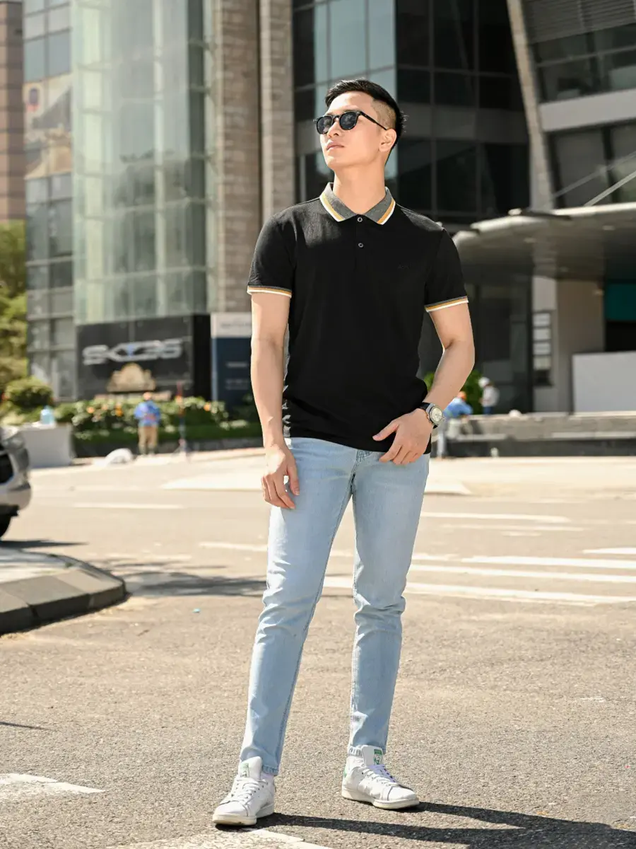 Polo phối bo 01 - Đen - L