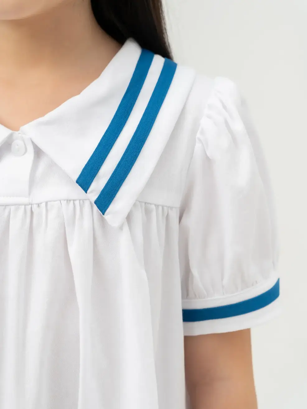 Đầm Bé Gái Đè Dây Dệt Trang Trí - Trắng - 2-3