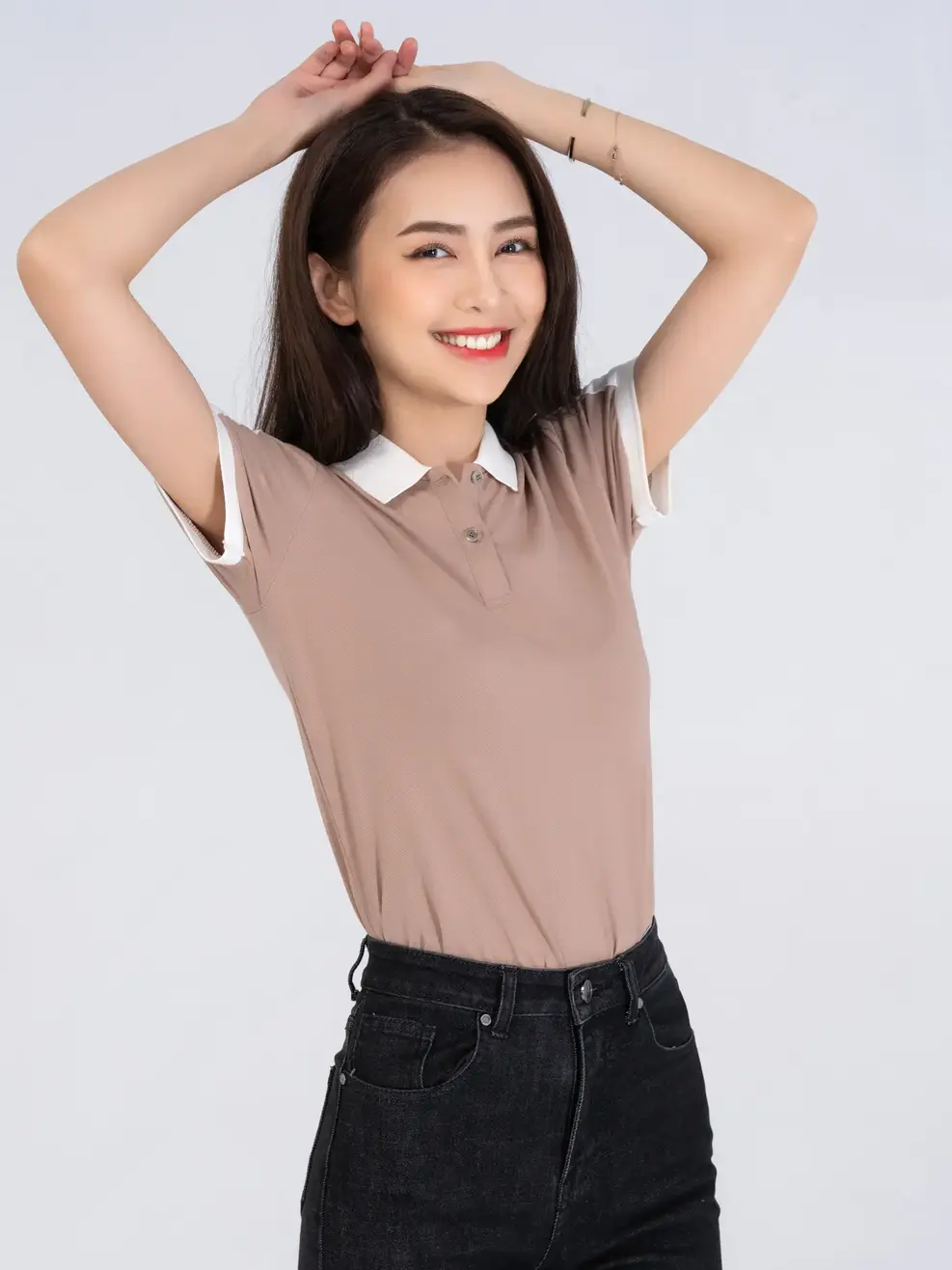 Polo nữ phối vai - Cafe 2 - L