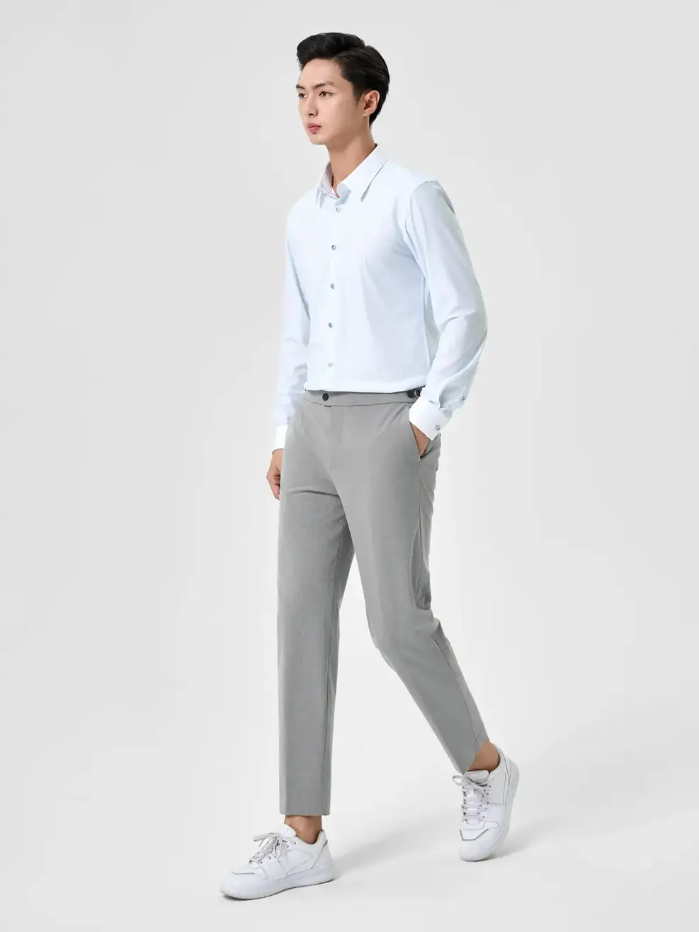 Quần Âu Nam Trend Đai Lưng - Ghi - 33