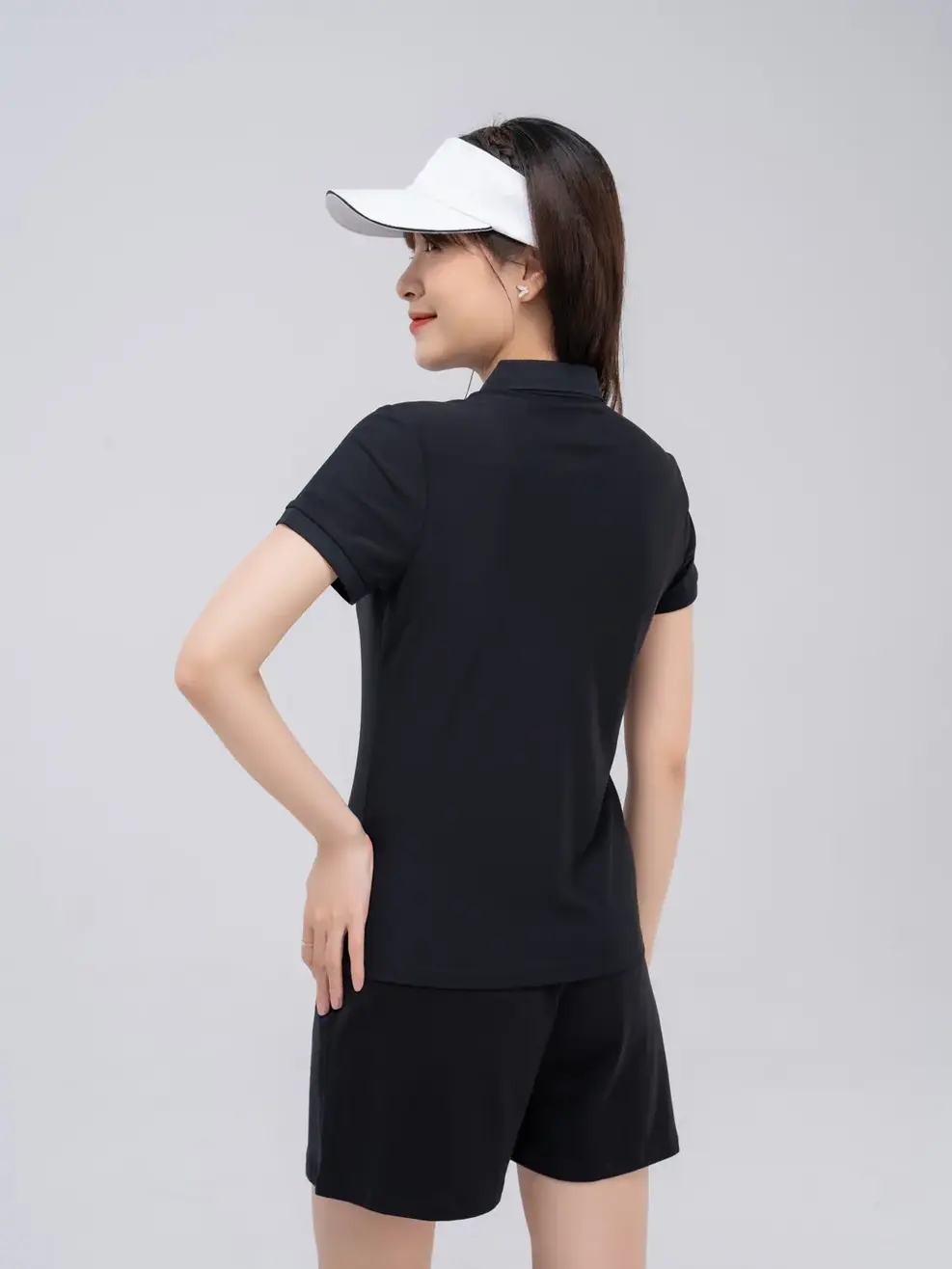 Polo thể thao nữ airycool - Đen - S