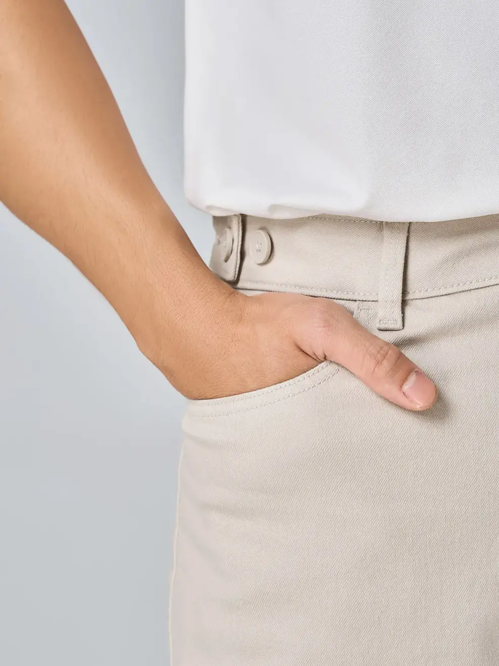 Quần Short Jeans Nam Cạp Phối Cúc - Be 008 - 28