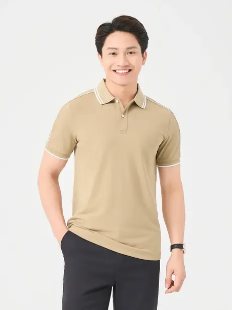 Áo polo nam s.cafe dệt tổ ong bo cổ kẻ Thoáng Khí - Năng Động