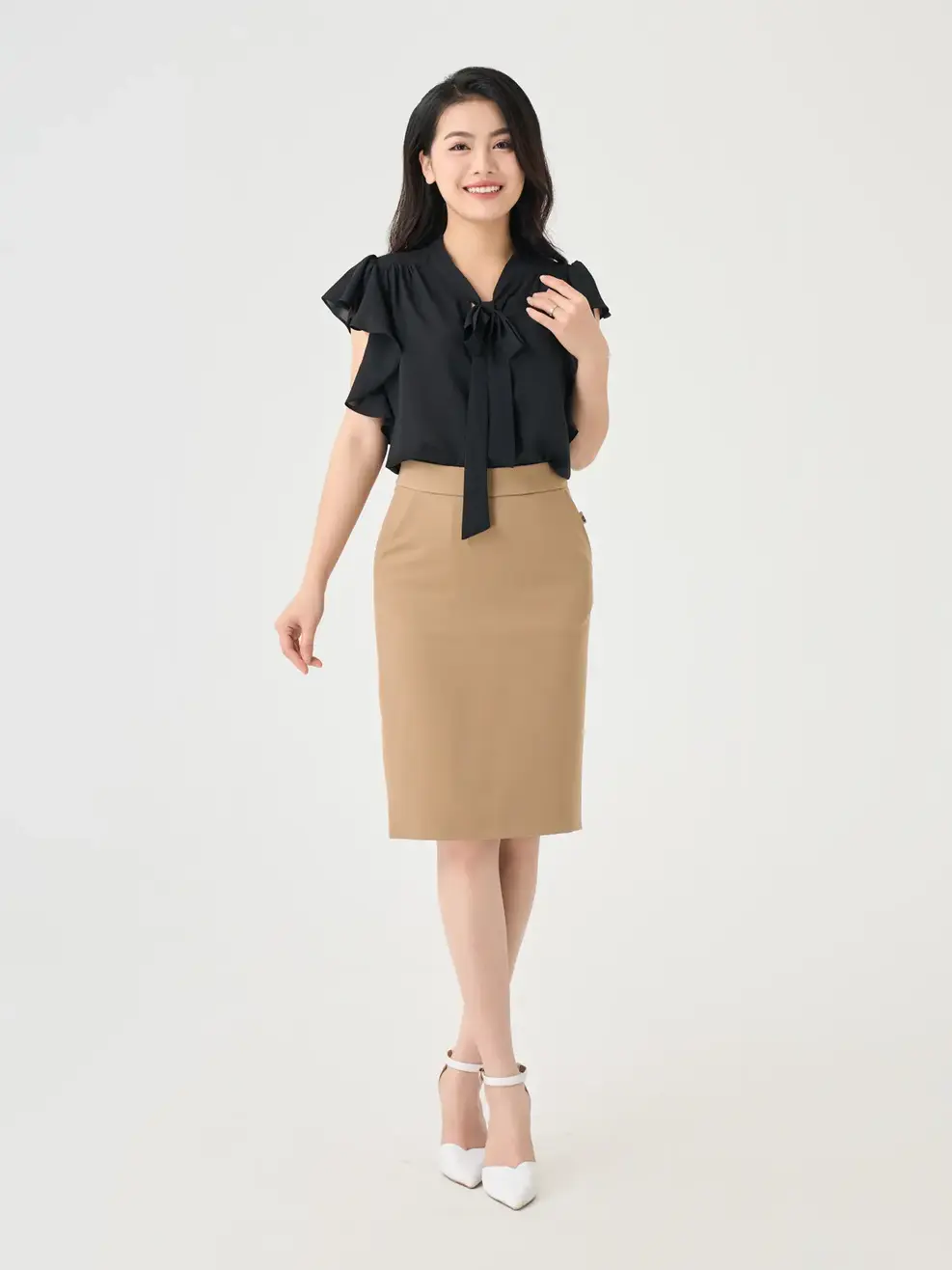 Chân Váy Nữ Dáng Ôm Túi Chéo - Nâu - S