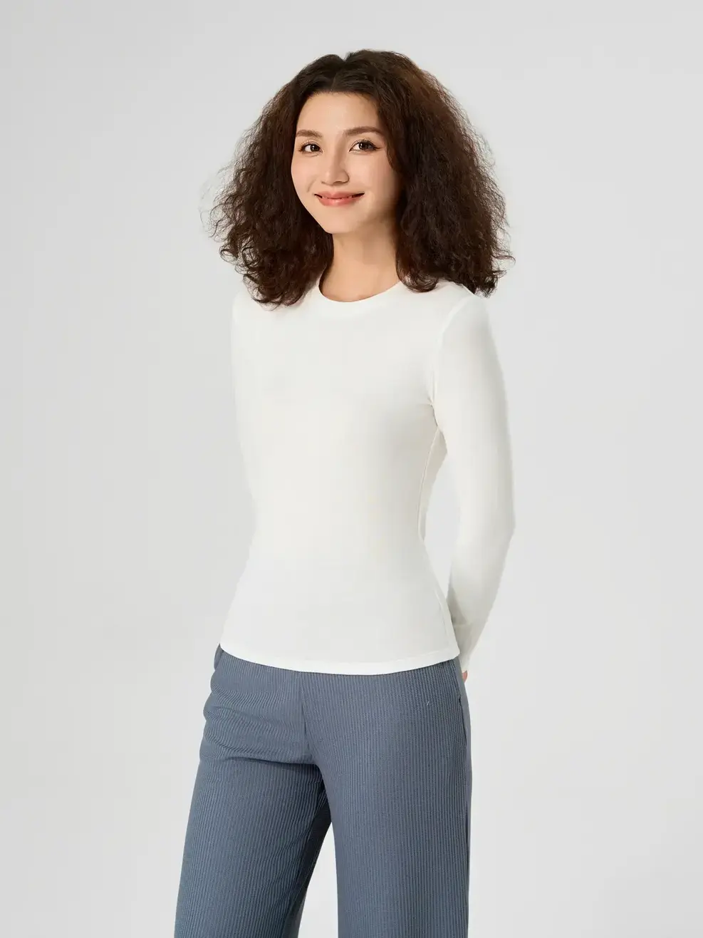 Áo Body Giữ Nhiệt Nữ Cổ Tròn(atn7006) - Trắng 001 - S