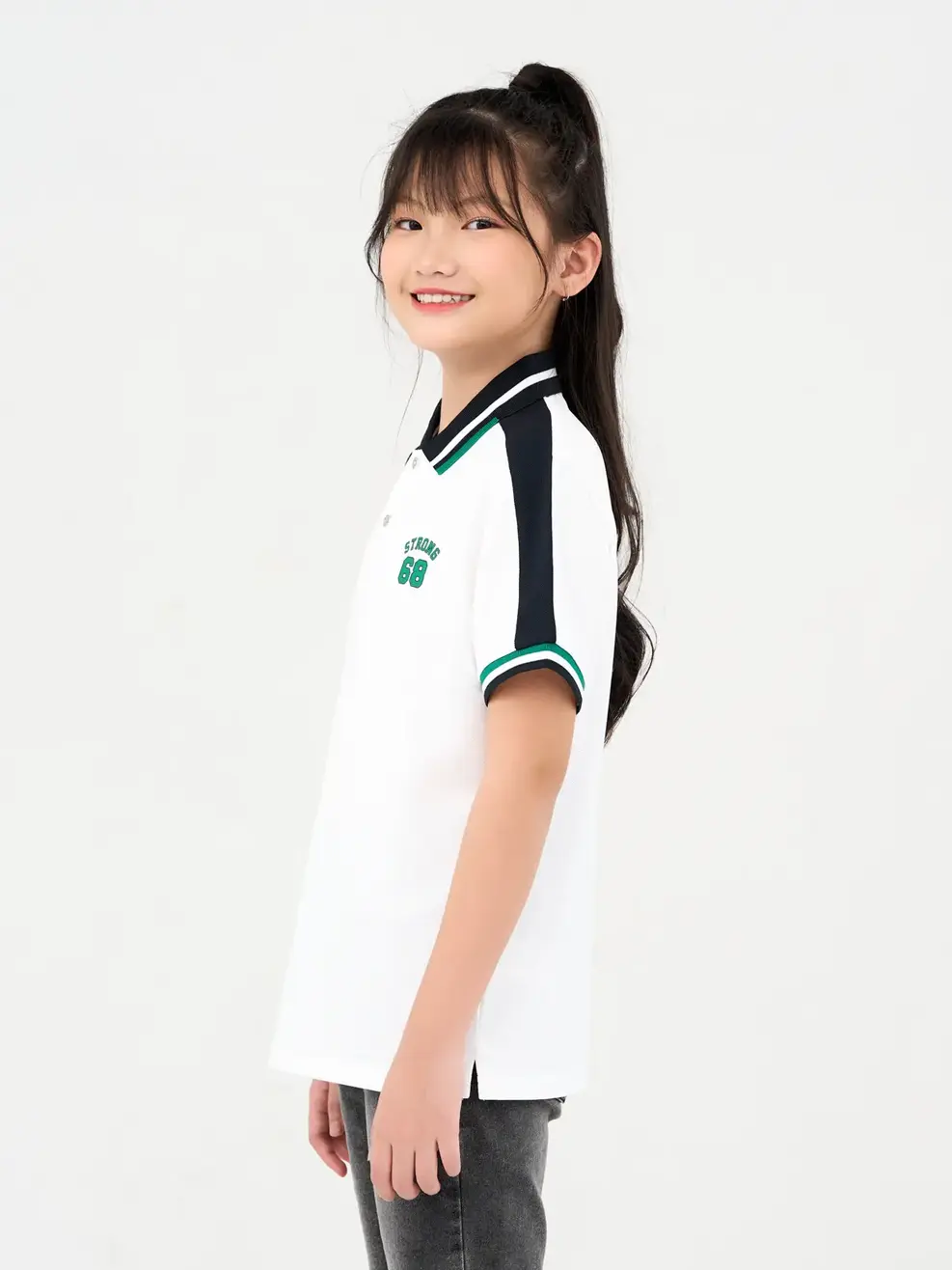 Polo Trẻ Em Cafe Phối Tay - Trắng phối đen - 8