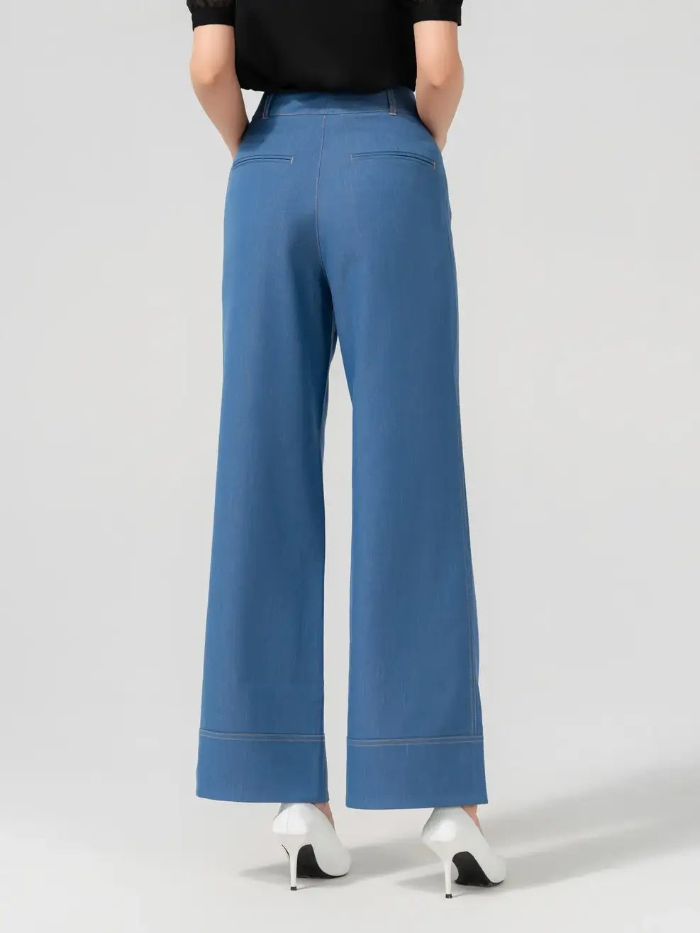 Quần Âu Nữ Suông Giả Denim Cá Tính - Xanh nhạt - S