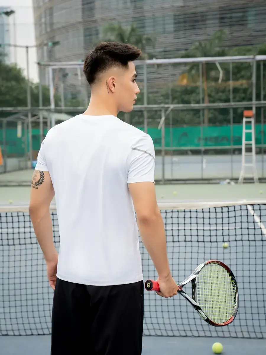 Bộ đồ nam in phản quang tay - Trắng - 2XL