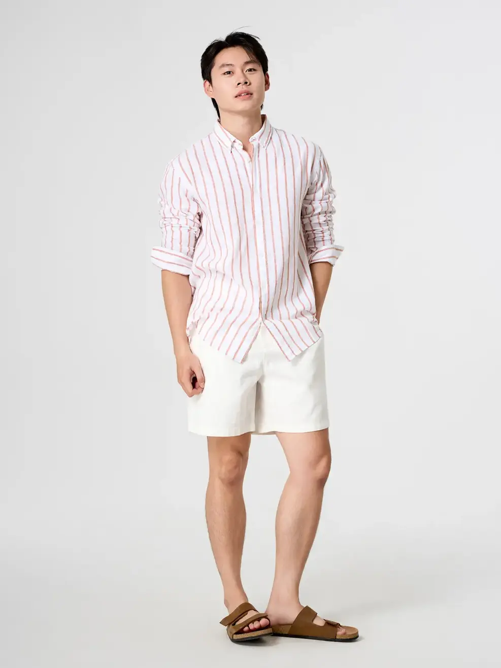 Áo Sơ Mi Nam Dài Tay Kẻ Sọc - Kẻ nâu 103 - M