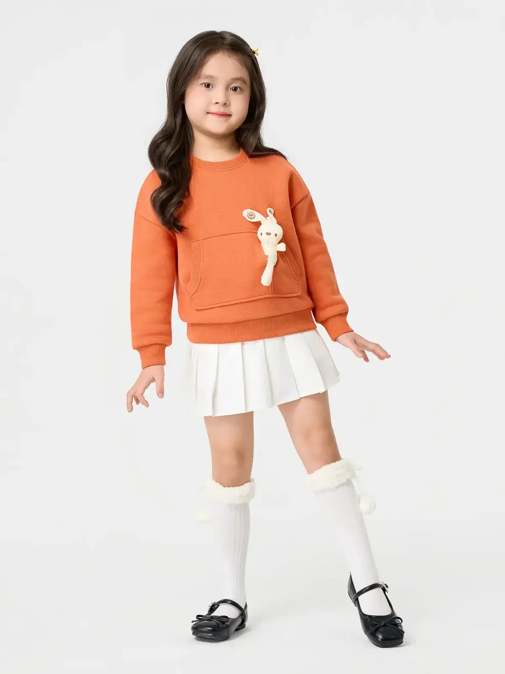 Áo Nỉ Túi Thỏ - Cam 043 - 128