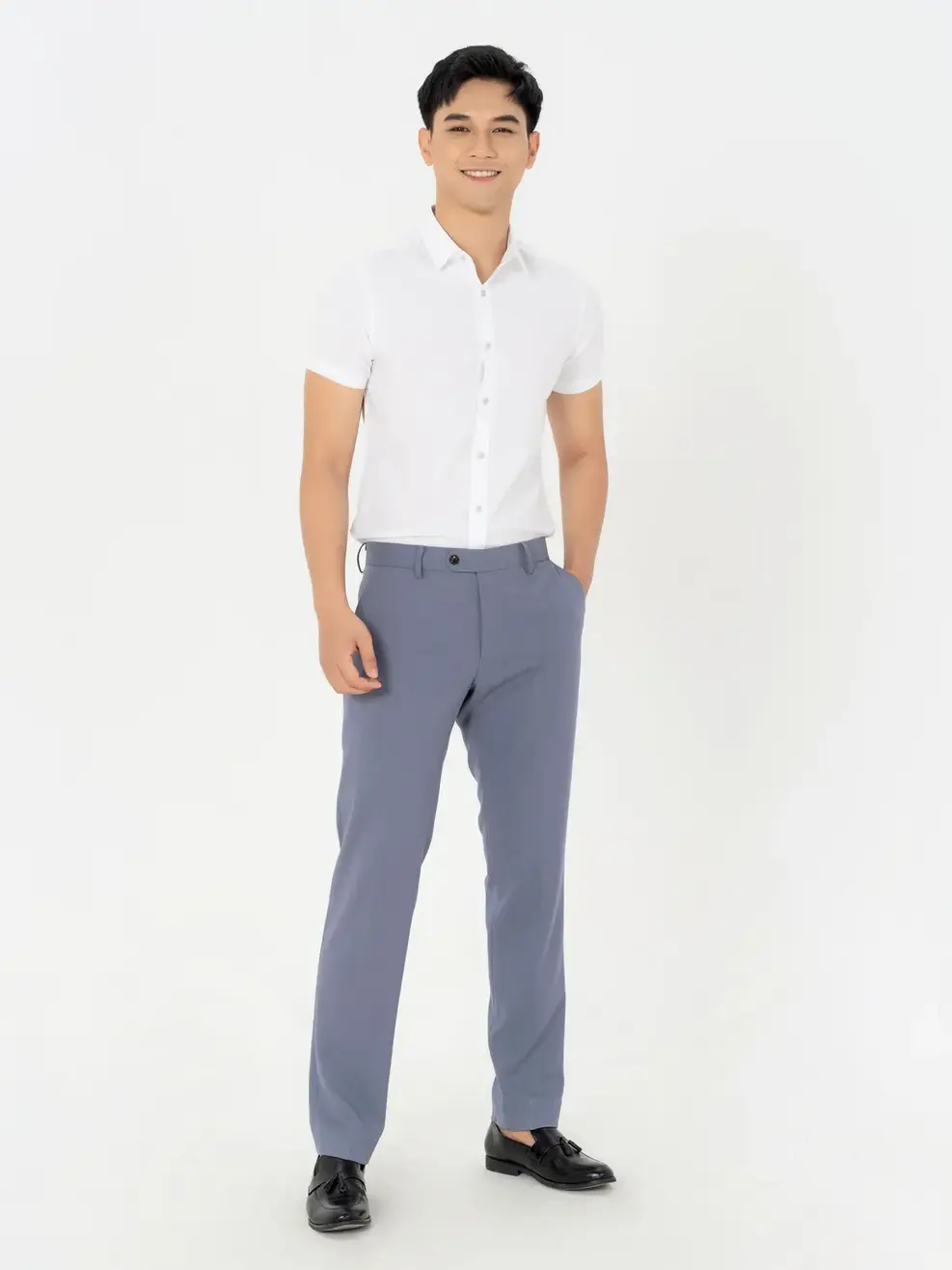Sơ mi Nano cộc tay Slim - Trắng - L