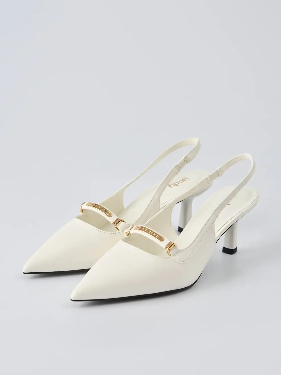 Giày Dép Cao Gót Nữ Mũi Nhọn Phối Gọng Kim Loại - Trắng 001 - 35