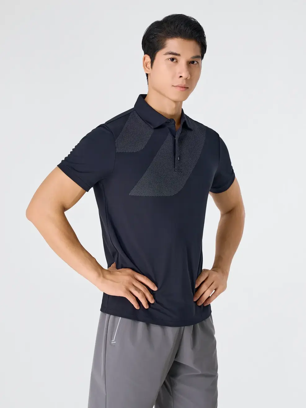 Áo Polo Nam Thể Thao In Hoạ Tiết - ĐEN 002 - S