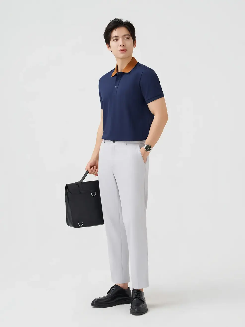 Áo Polo Nam Ngắn Tay Cổ Phối Bo - Navy 023 - XL