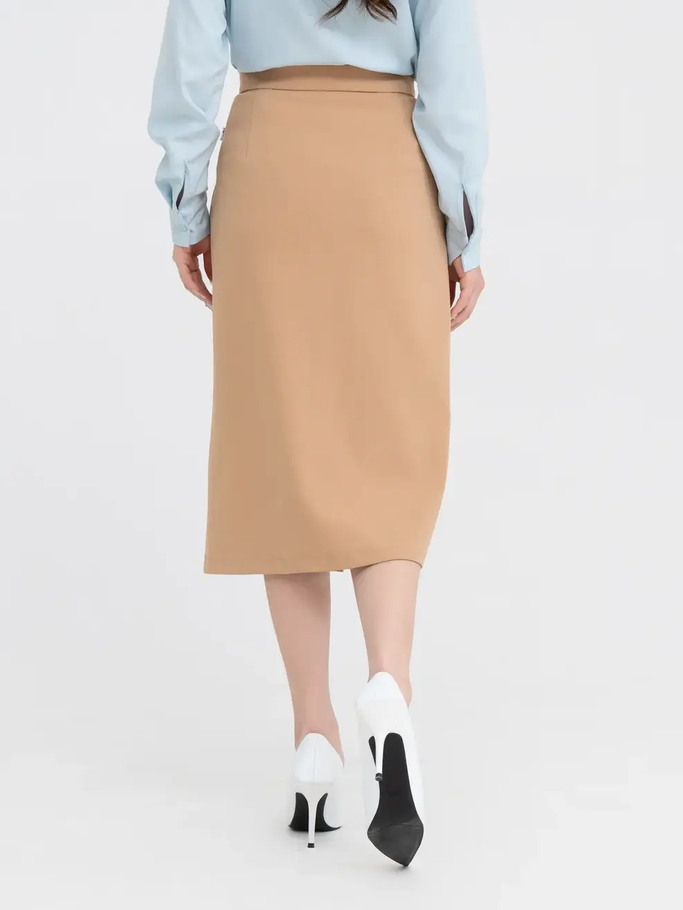 Chân Váy Nữ Đứng Xẻ Trước - Be - S