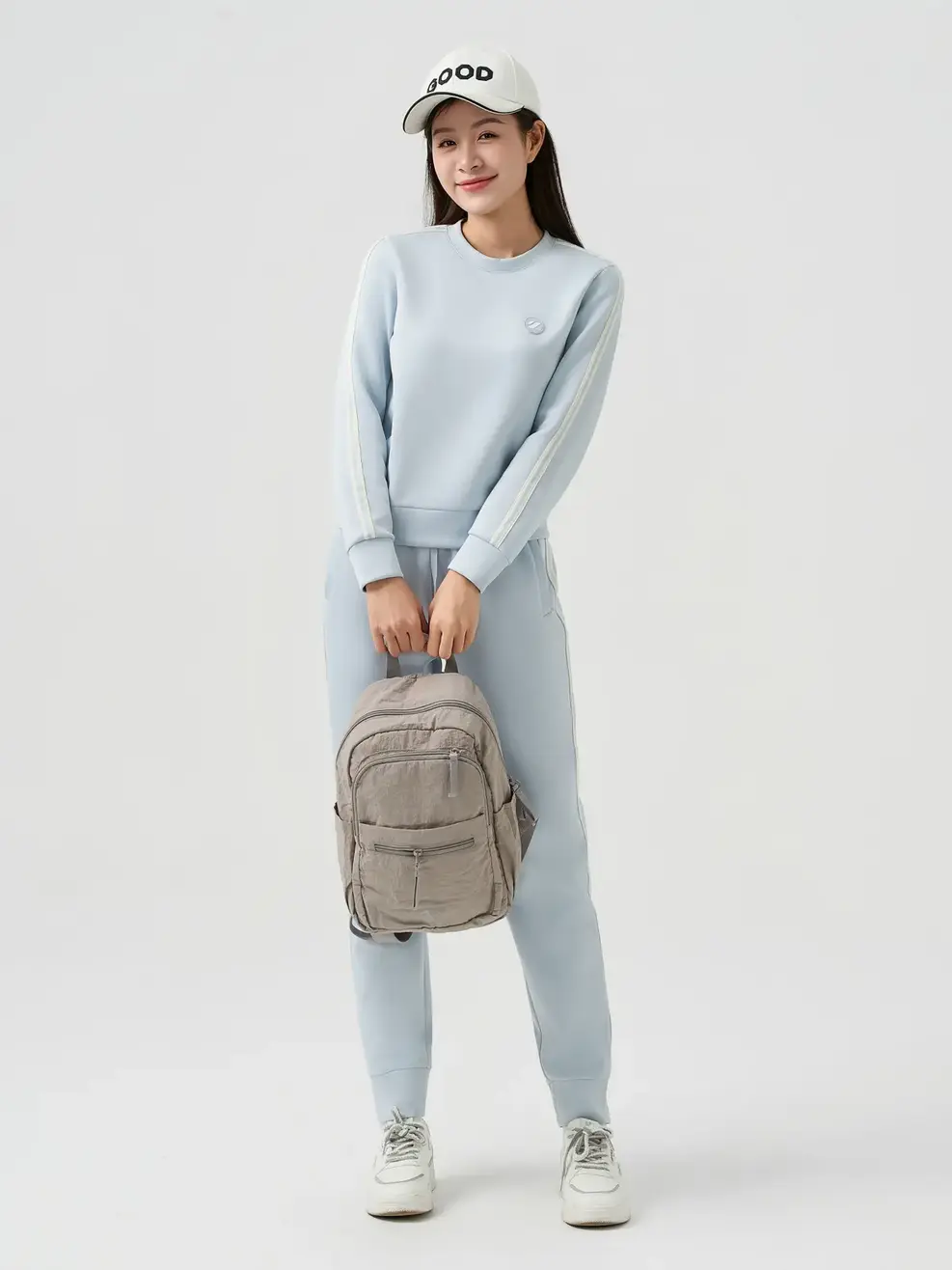 Bộ Đồ Double Face Cổ Tròn Phối Dây Dệt - Xám 193 - S