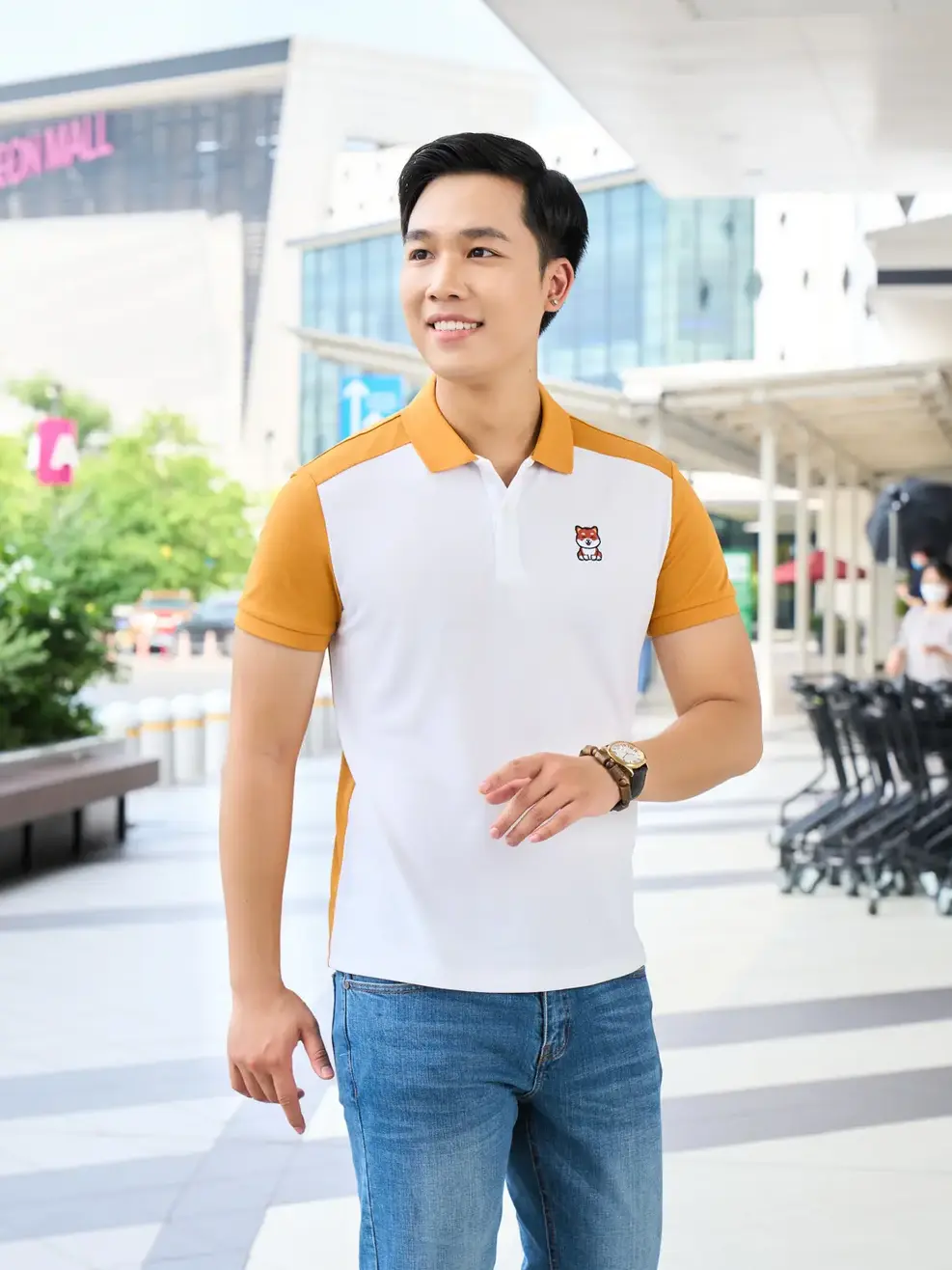 Áo Polo Nam Cafe thêu chó - Vàng - 3XL