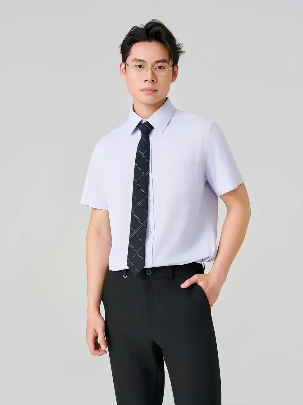Áo Sơ-mi Ngắn Tay họa tiết chìm - Hoạ Tiết Xám 149 - M