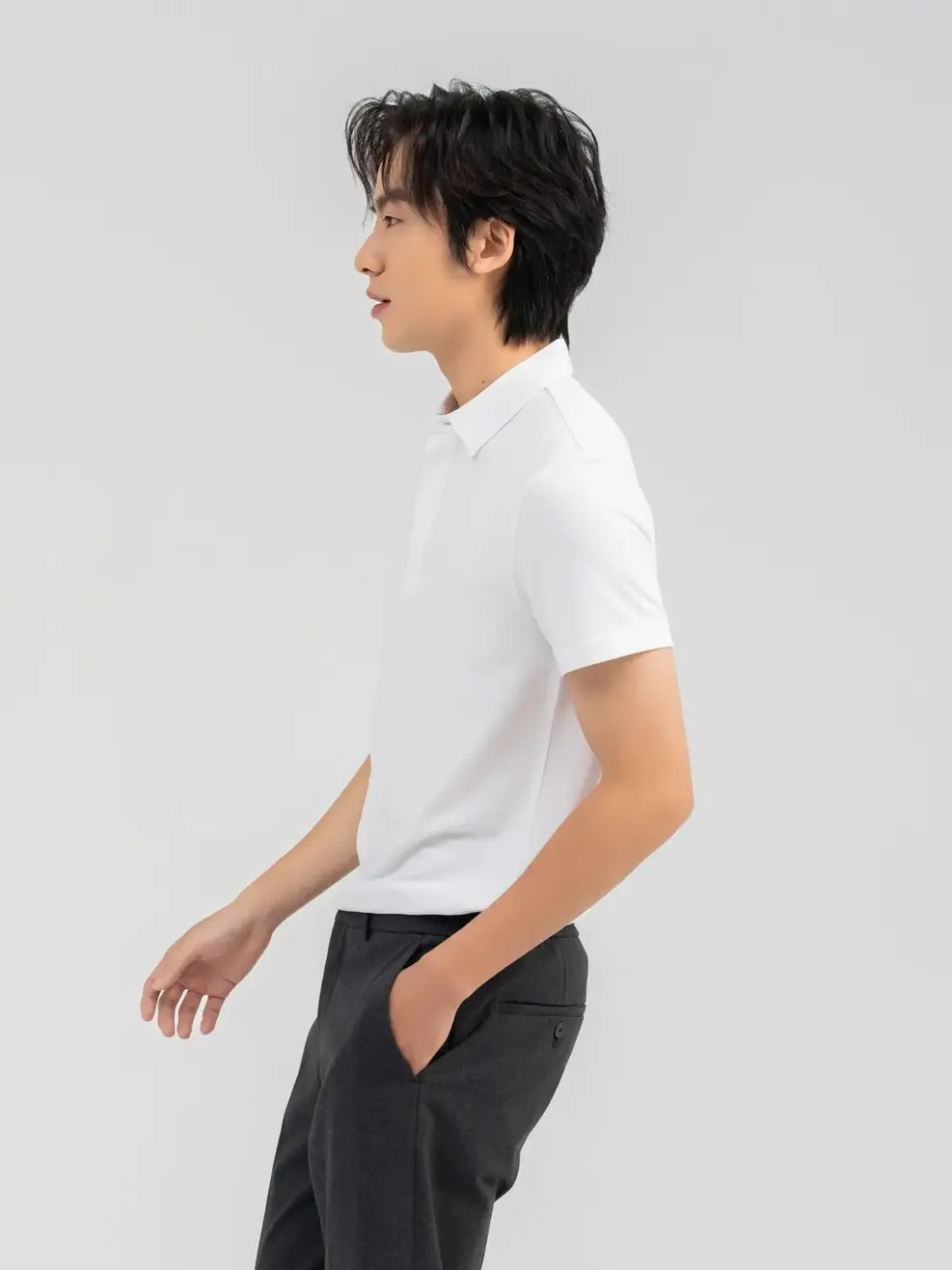 Polo Nam Cafe Nẹp Giấu Cúc - Trắng - 3XL