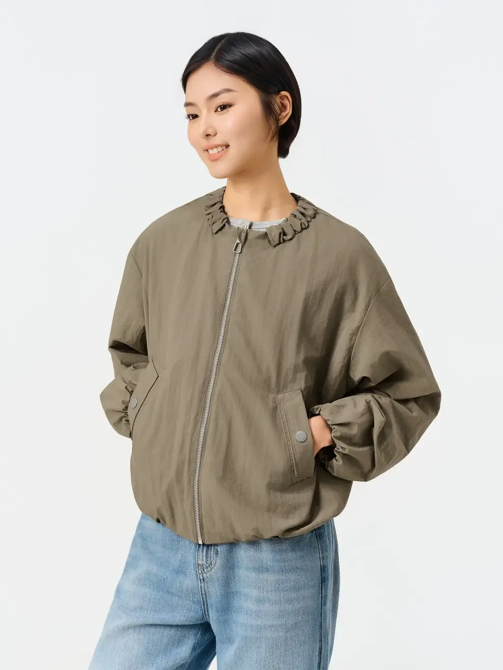 Áo Khoác Gió Nữ Cổ Tròn -  Nâu 251 - S