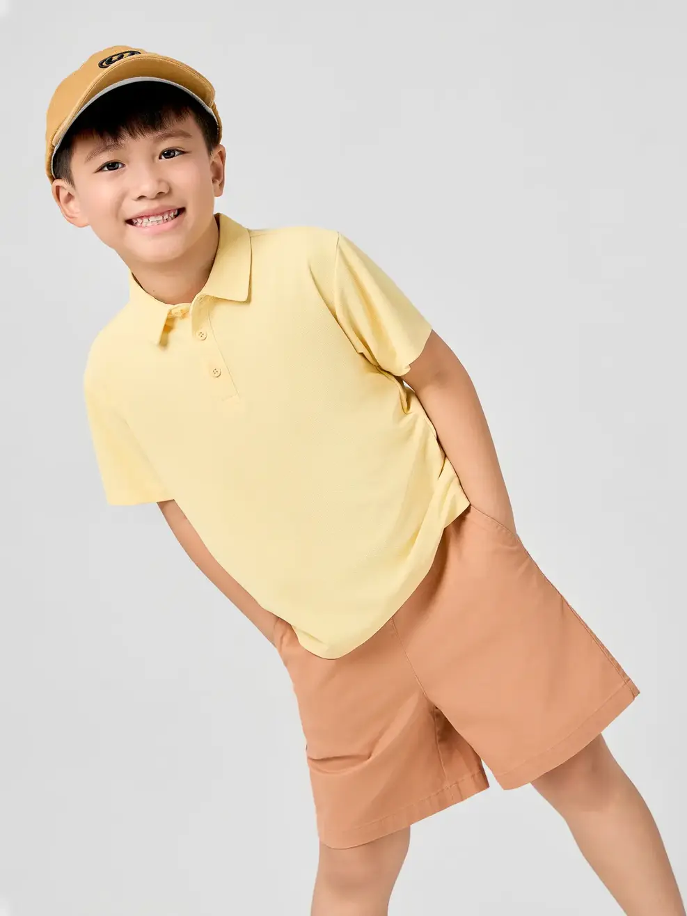 Áo Polo Kids Regular Cổ Ép Có Xẻ Tà -  Vàng 064 - 104