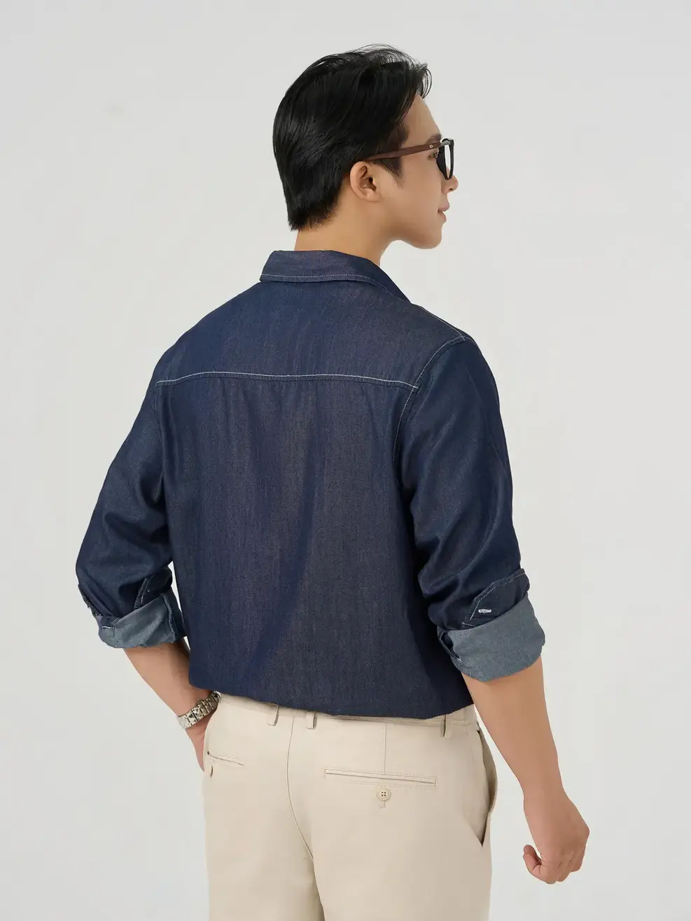 Áo Sơ Mi Jeans Nam Túi Ngực - Màu chàm 001 - L