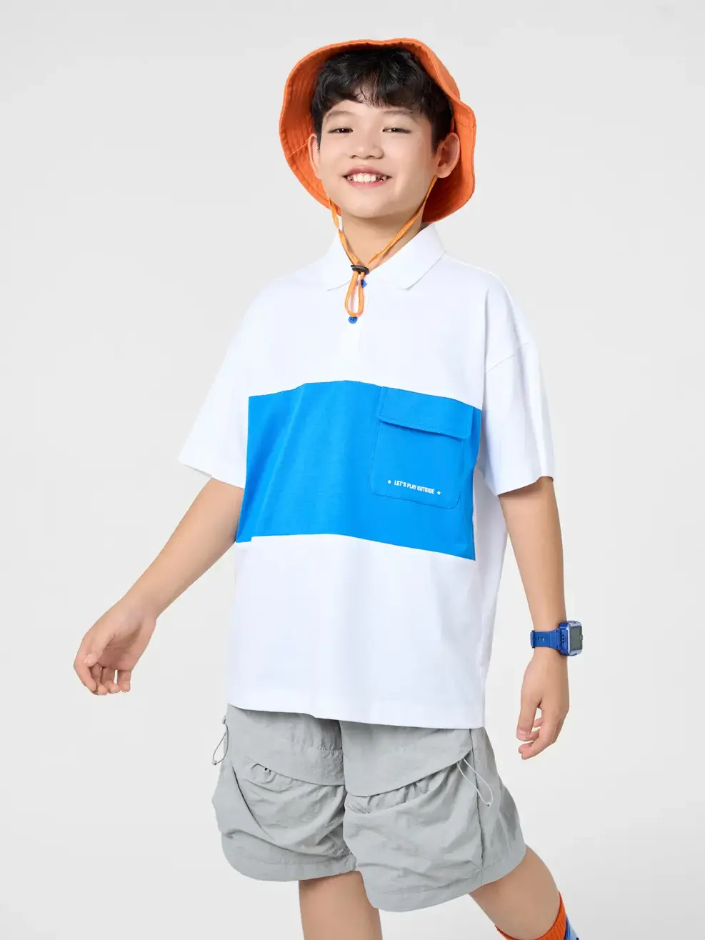 Áo Polo Kid Túi Ốp Can Phối - Trắng 001 - 8-9