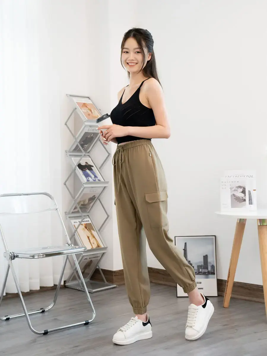 Quần âu nữ jogger - Nâu - L