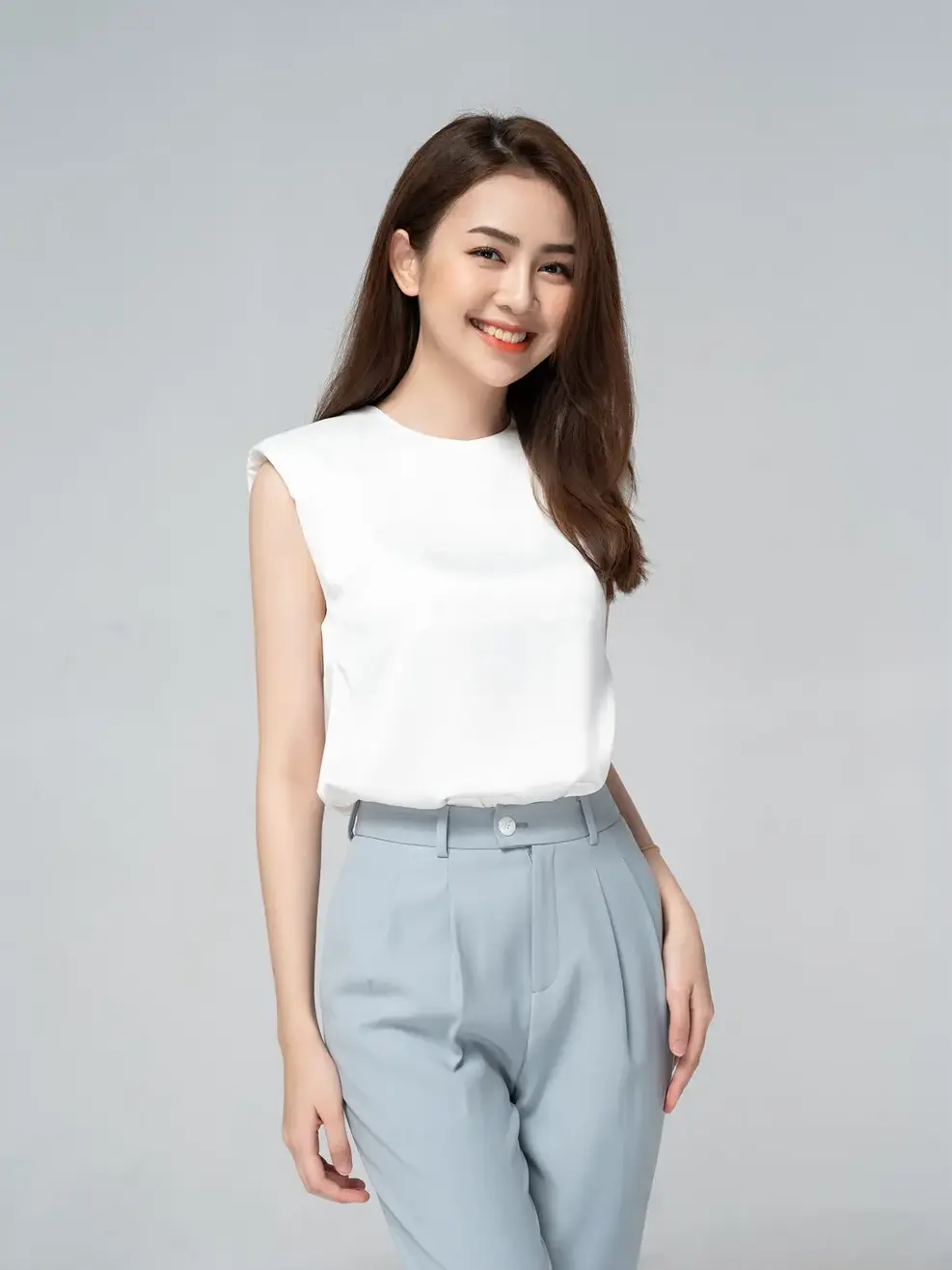 Sơ mi tay chờm vai đệm - Trắng - L