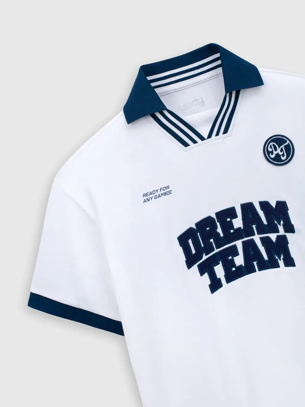 Áo Polo Teen Relax Dreamteam Cổ V Bo Kẻ - Trắng 001 - 98