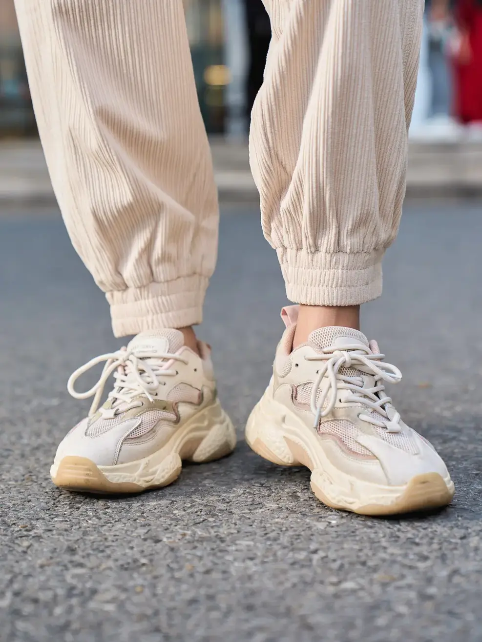 Quần nỉ nữ nhung tăm can sườn - Be - S