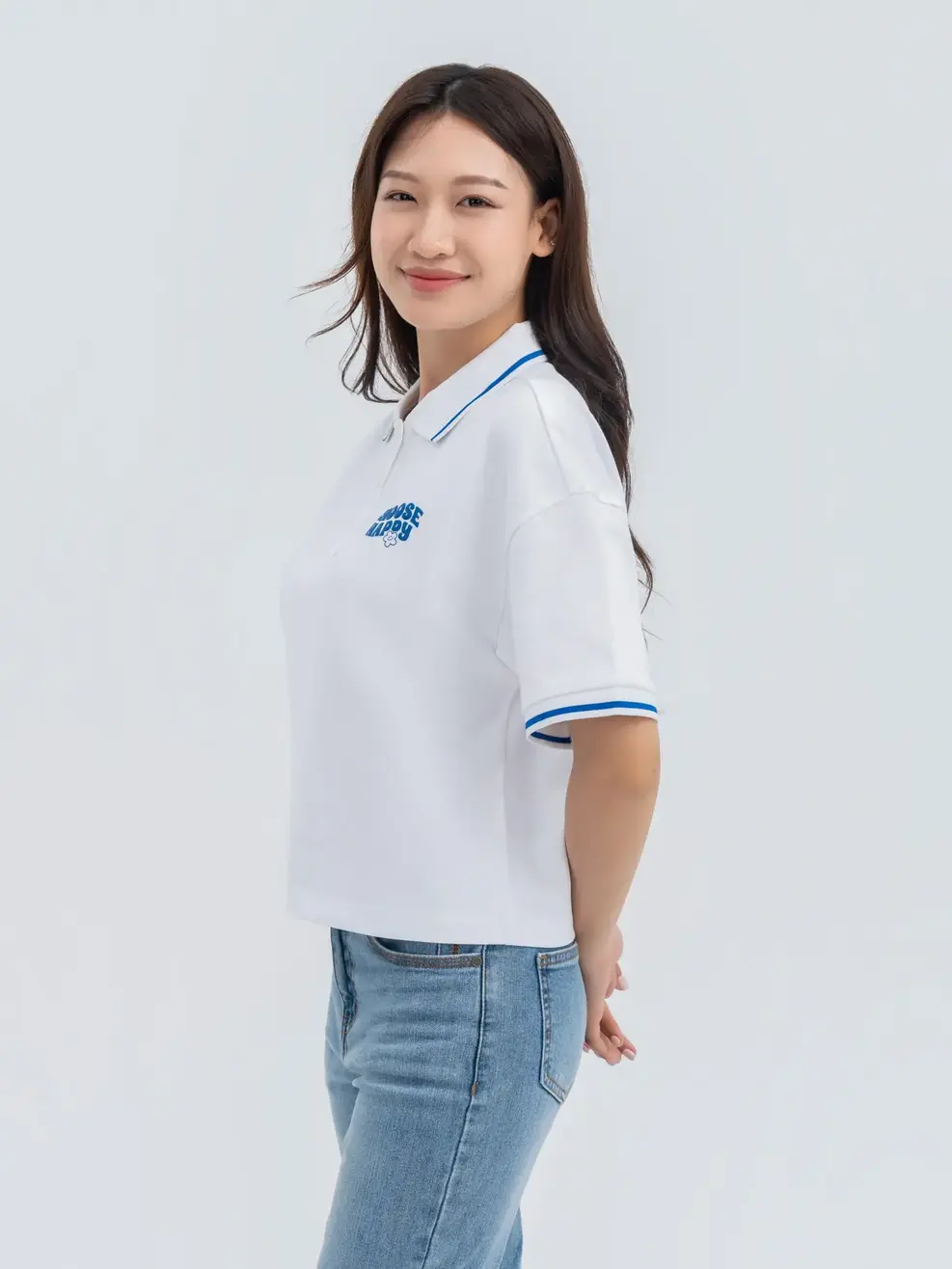 Áo Polo Nữ In Hình Choose Happy - Trắng - S