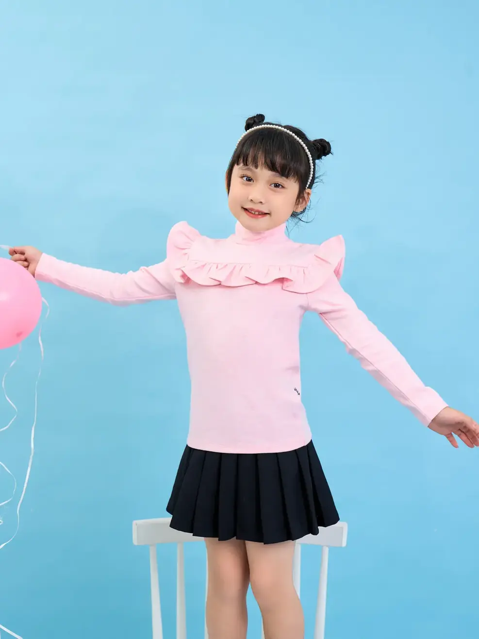 Áo thun kid cổ cao bèo ngực - Hồng - 2