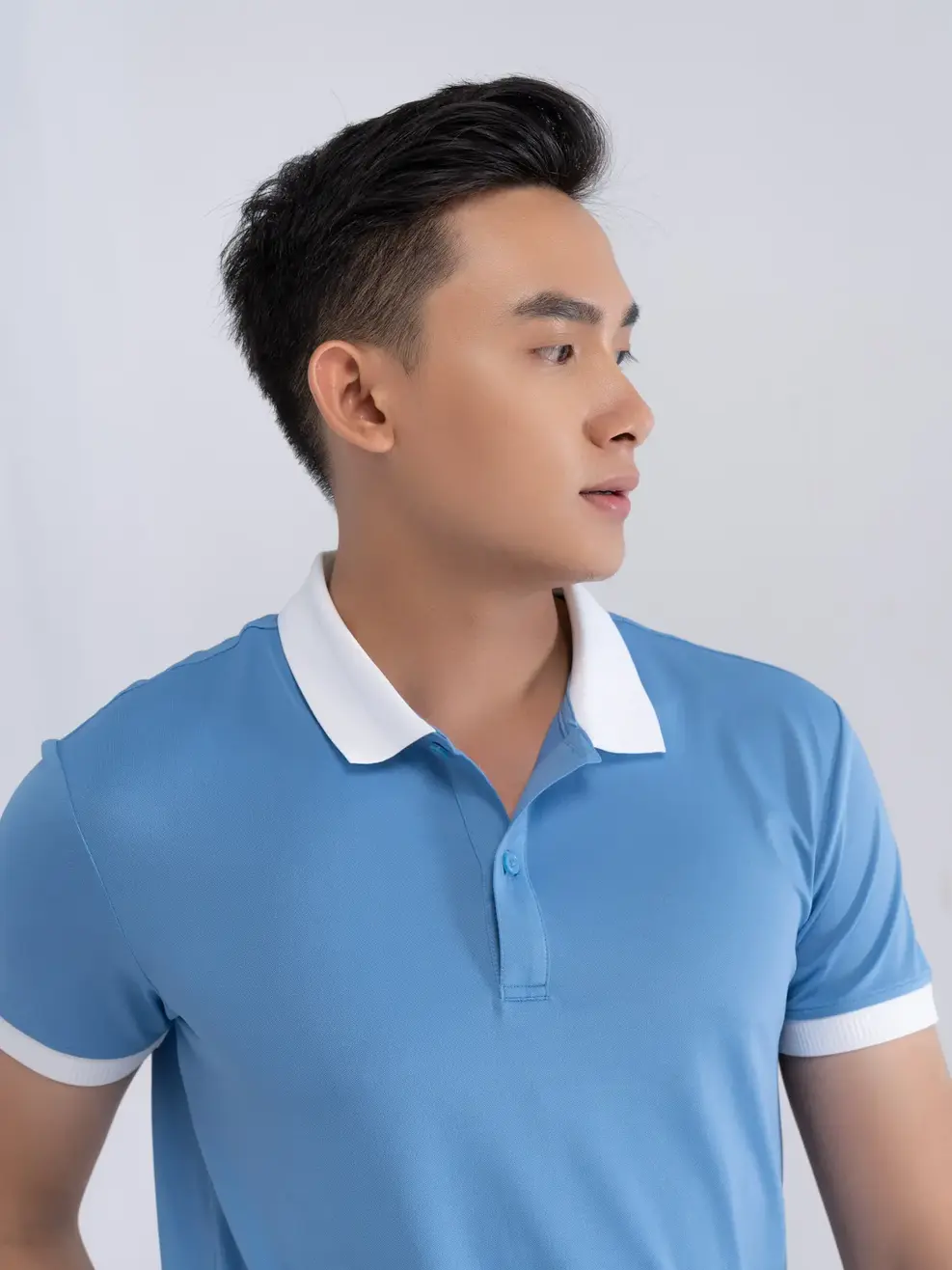 Polo nam coolmax phối bo - Xanh Biển - M