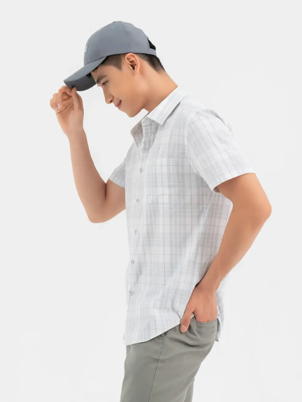 Sơ Mi Cộc Tay Nam Kẻ Caro - Kẻ ghi - M