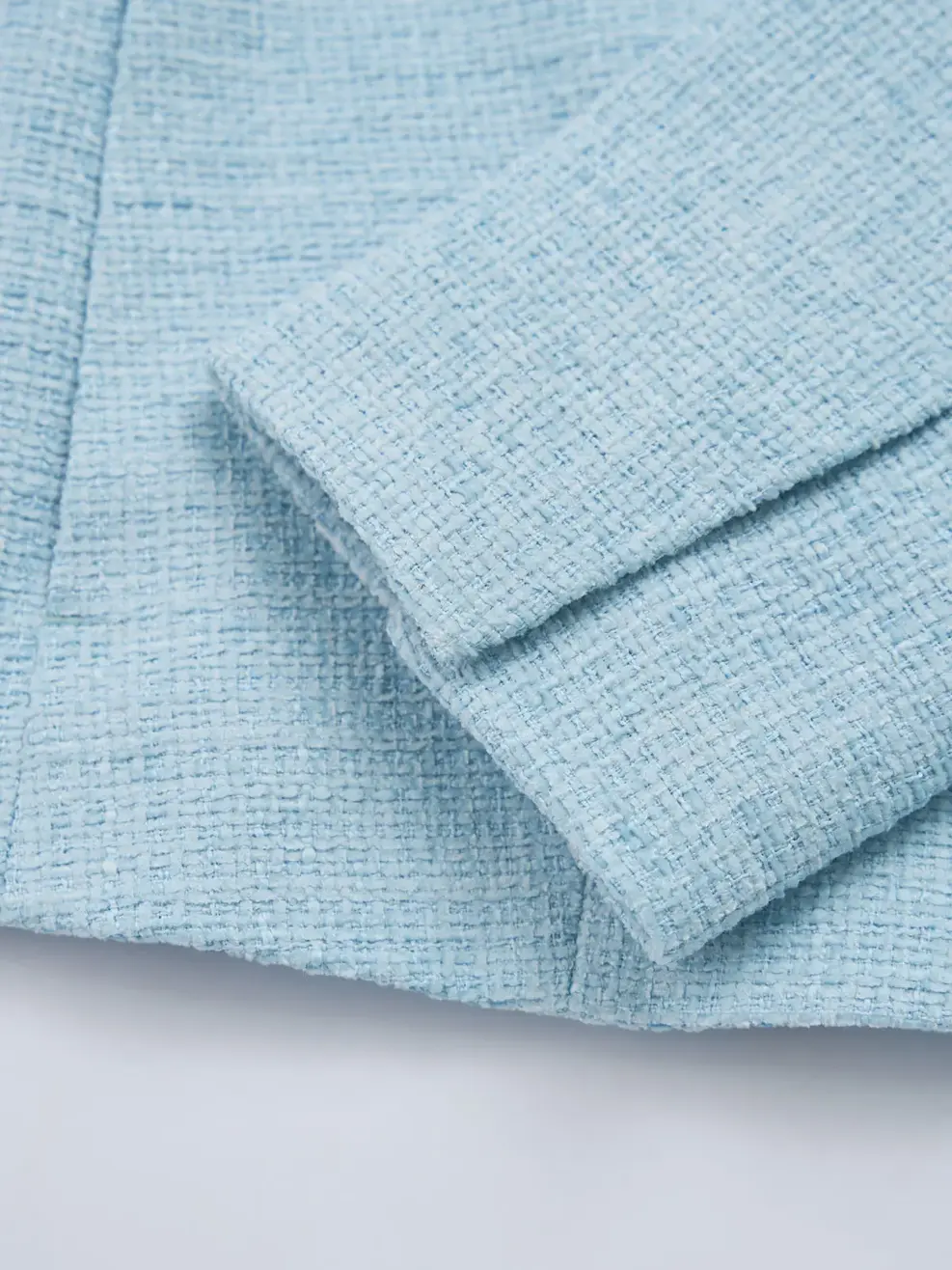 Áo Khoác Nữ Dạ Tweed Cổ Vest  - Xanh lơ - S