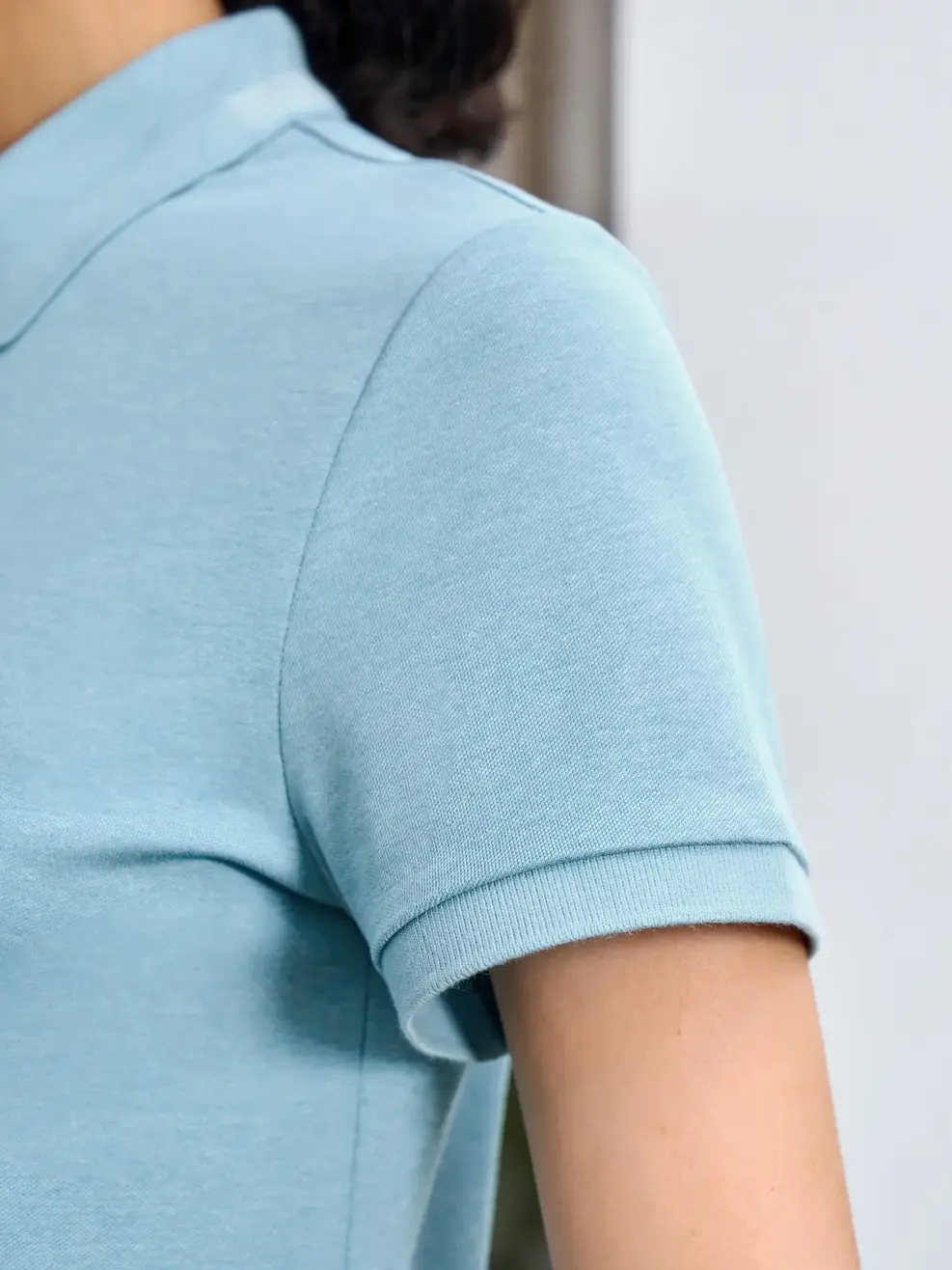 Áo polo nữ mắt chim melange Classic - Xanh Lam - S