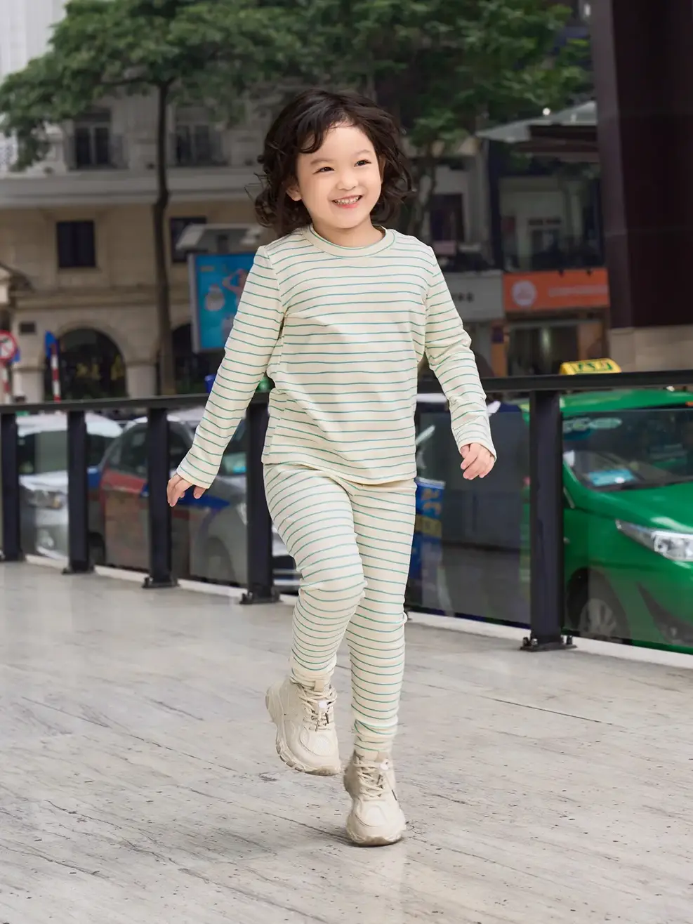 Bộ đồ kid kẻ gợn sóng - Kẻ be - 6