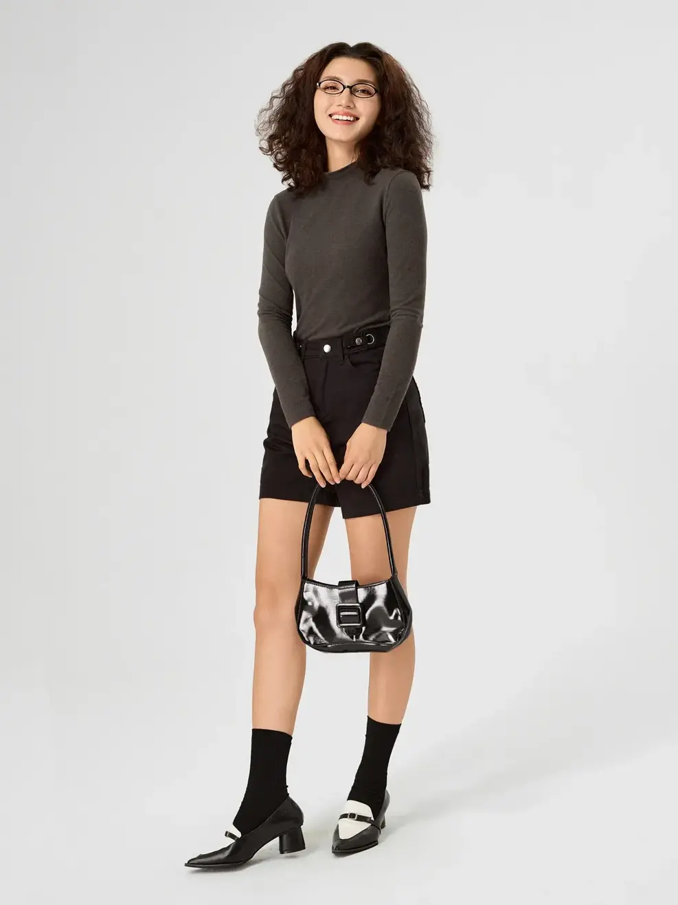 Áo Thu Đông Nữ Cổ 4cm  - Xám đậm - S