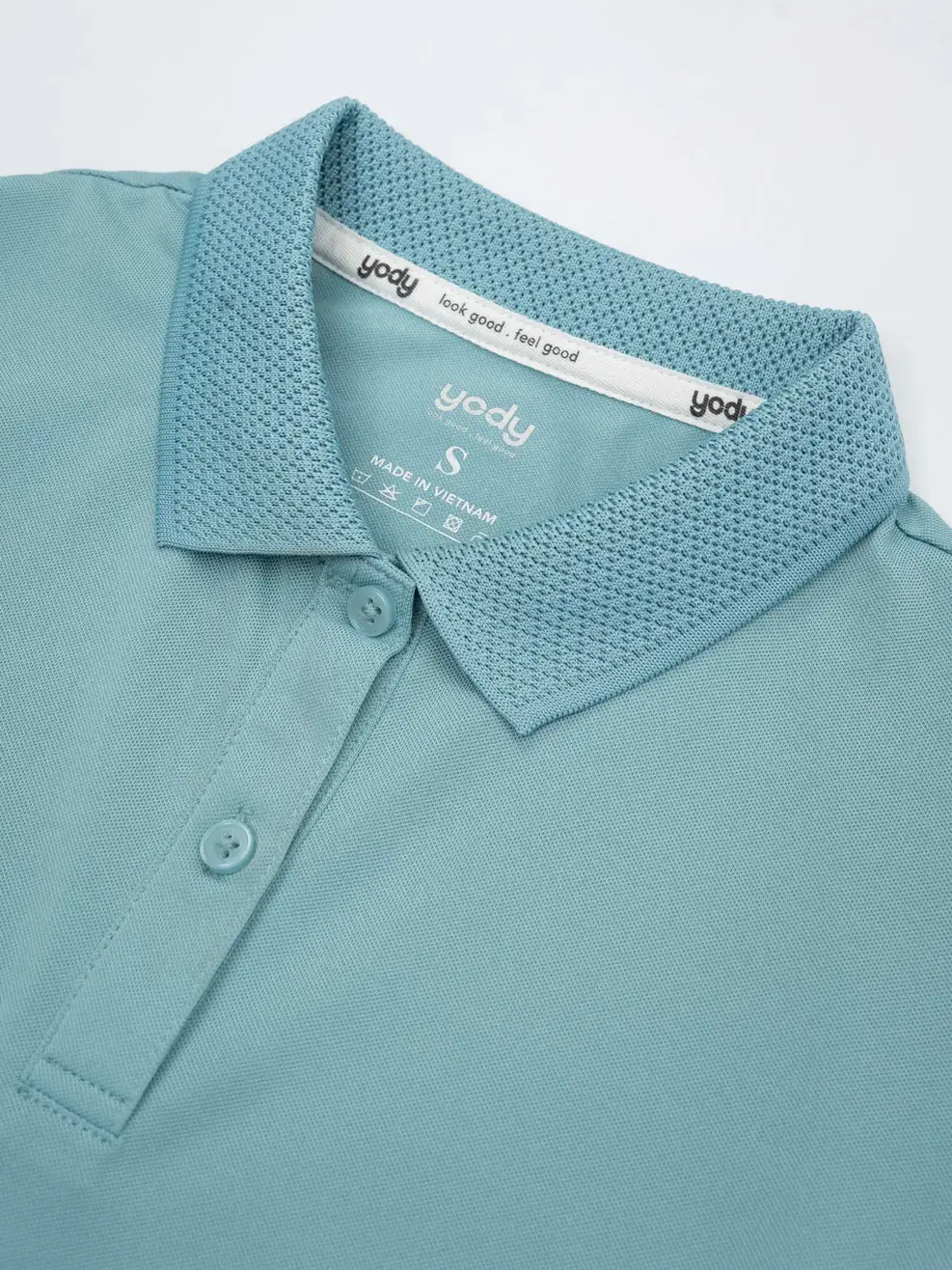 Polo nữ coolmax bo dệt nổi - Xanh ngọc - S