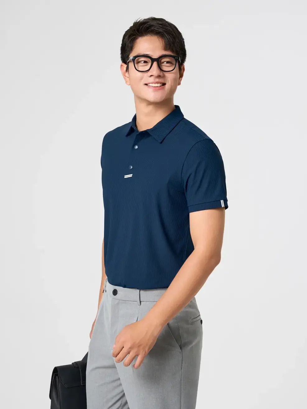 Áo Polo Nam Business Nẹp Phối Dây Dệt - Tím Than 006 - S