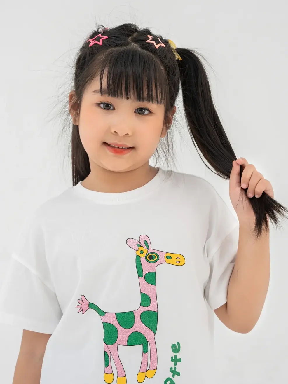 T-shirt Kid Bé In Hươu Cao Cổ - Trắng - 2