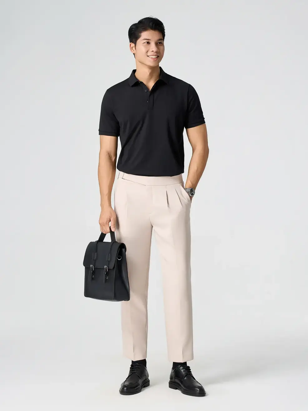 Áo Polo Nẹp Che Cúc - ĐEN 002 - S