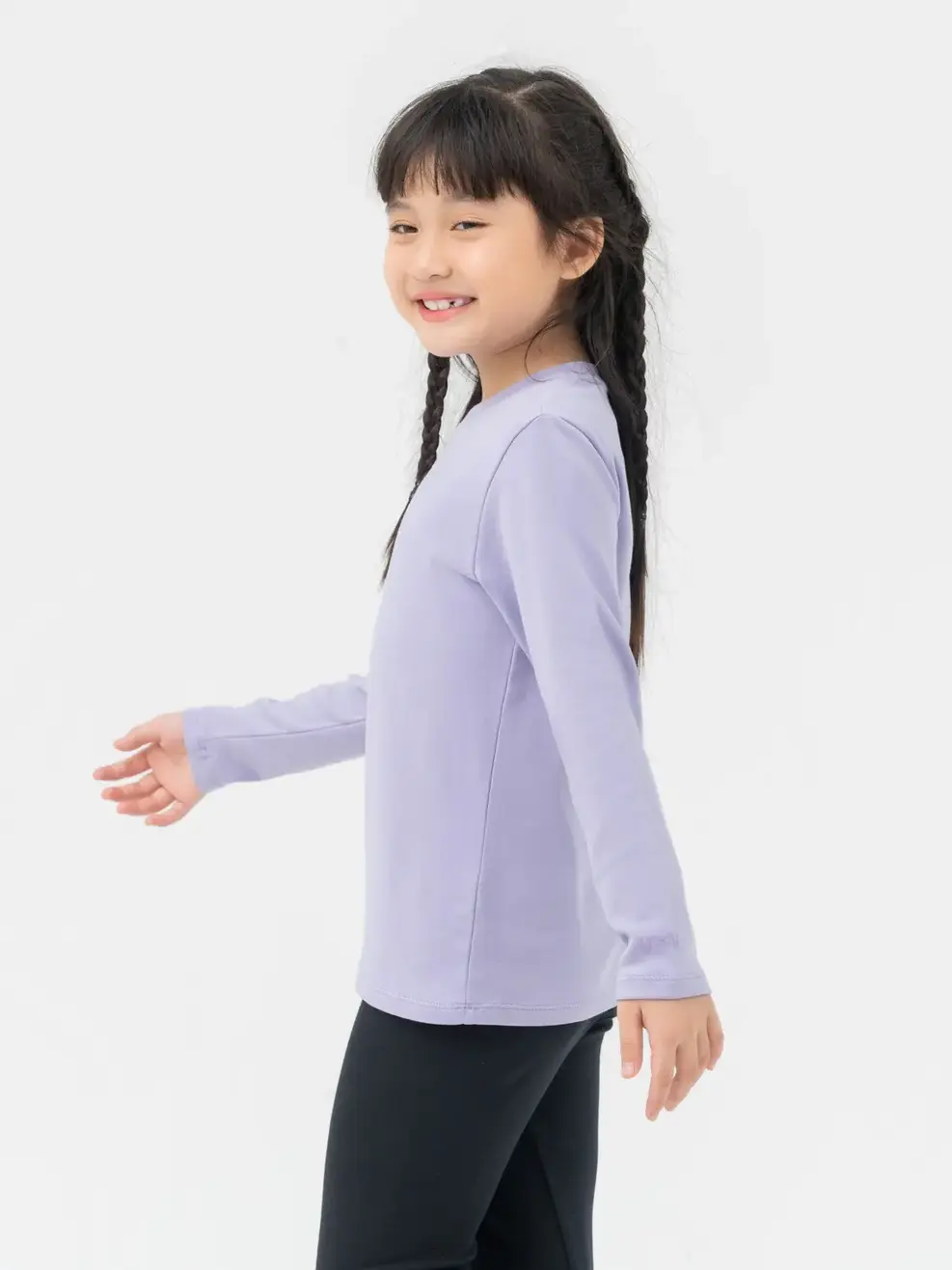 Áo Thun Dài Tay Kid Nhỏ Vải Rib Cổ Tròn - Tím - 2