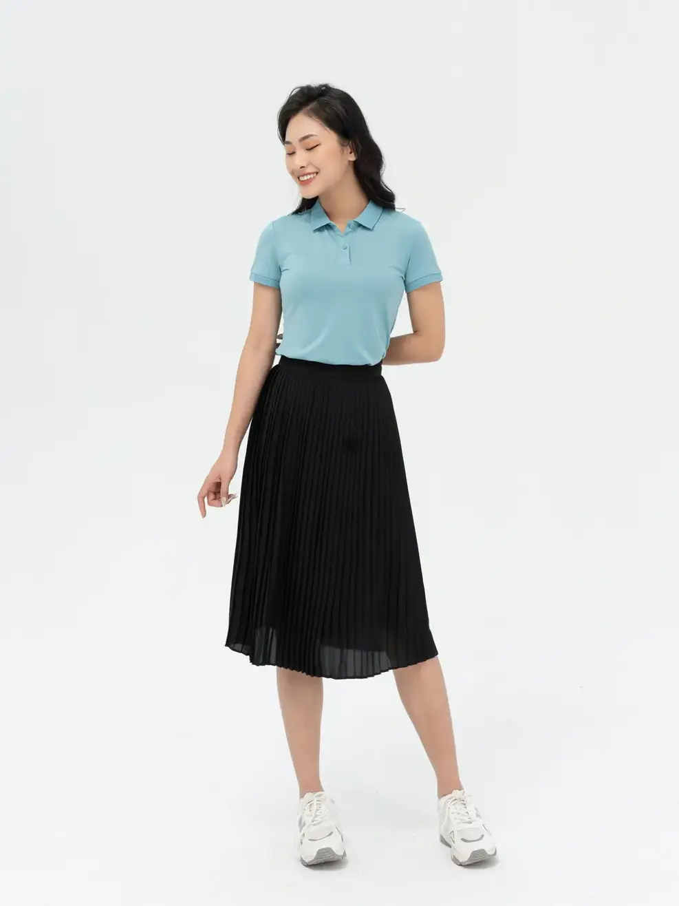 Polo nữ coolmax bo dệt nổi - Xanh ngọc - S