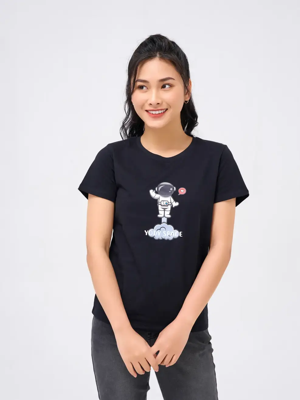 Áo thun nữ set bộ YODY SPACE - Đen - M