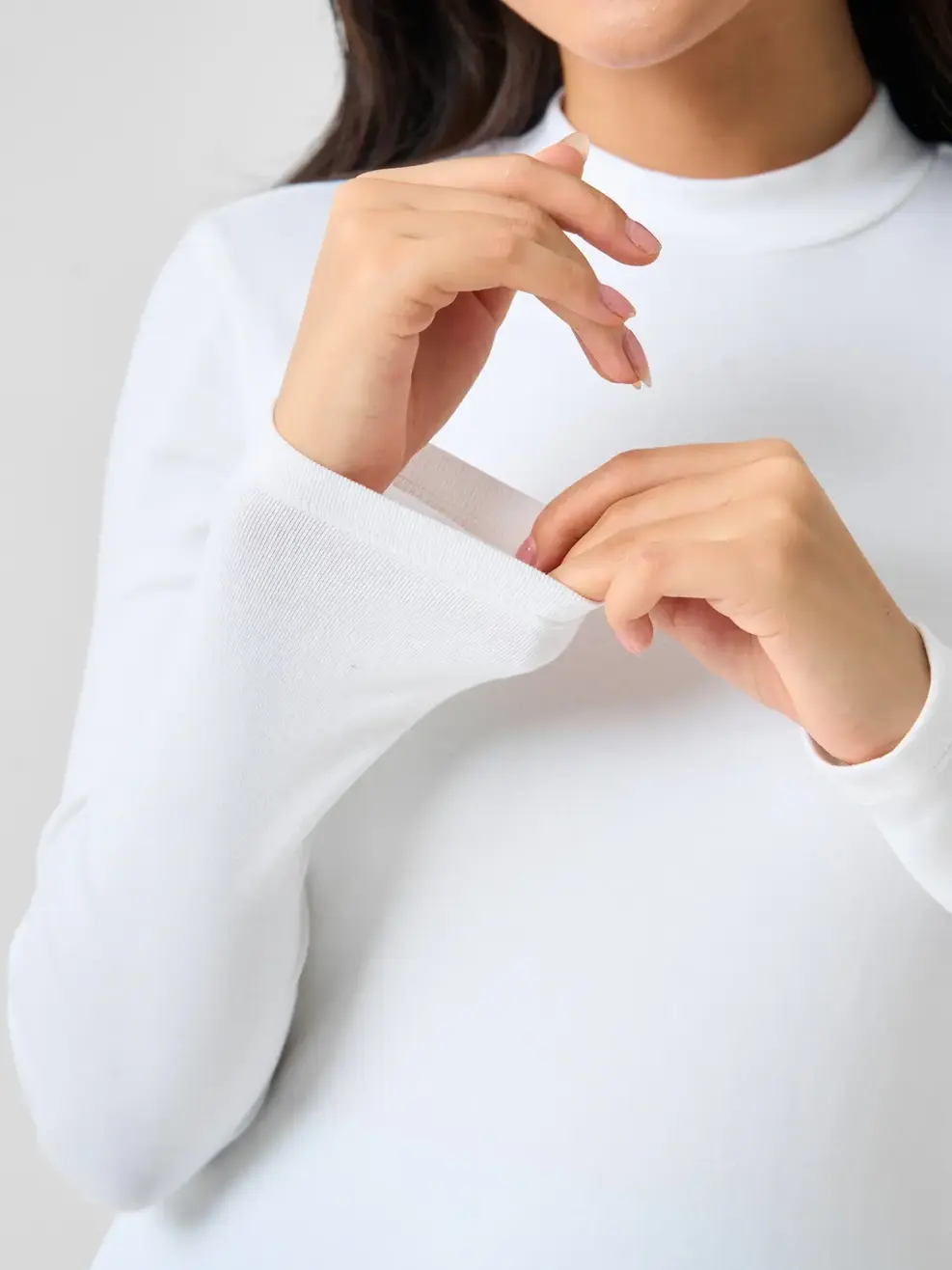 Áo Thu Đông Nữ Rip Cổ 3cm - Trắng - S