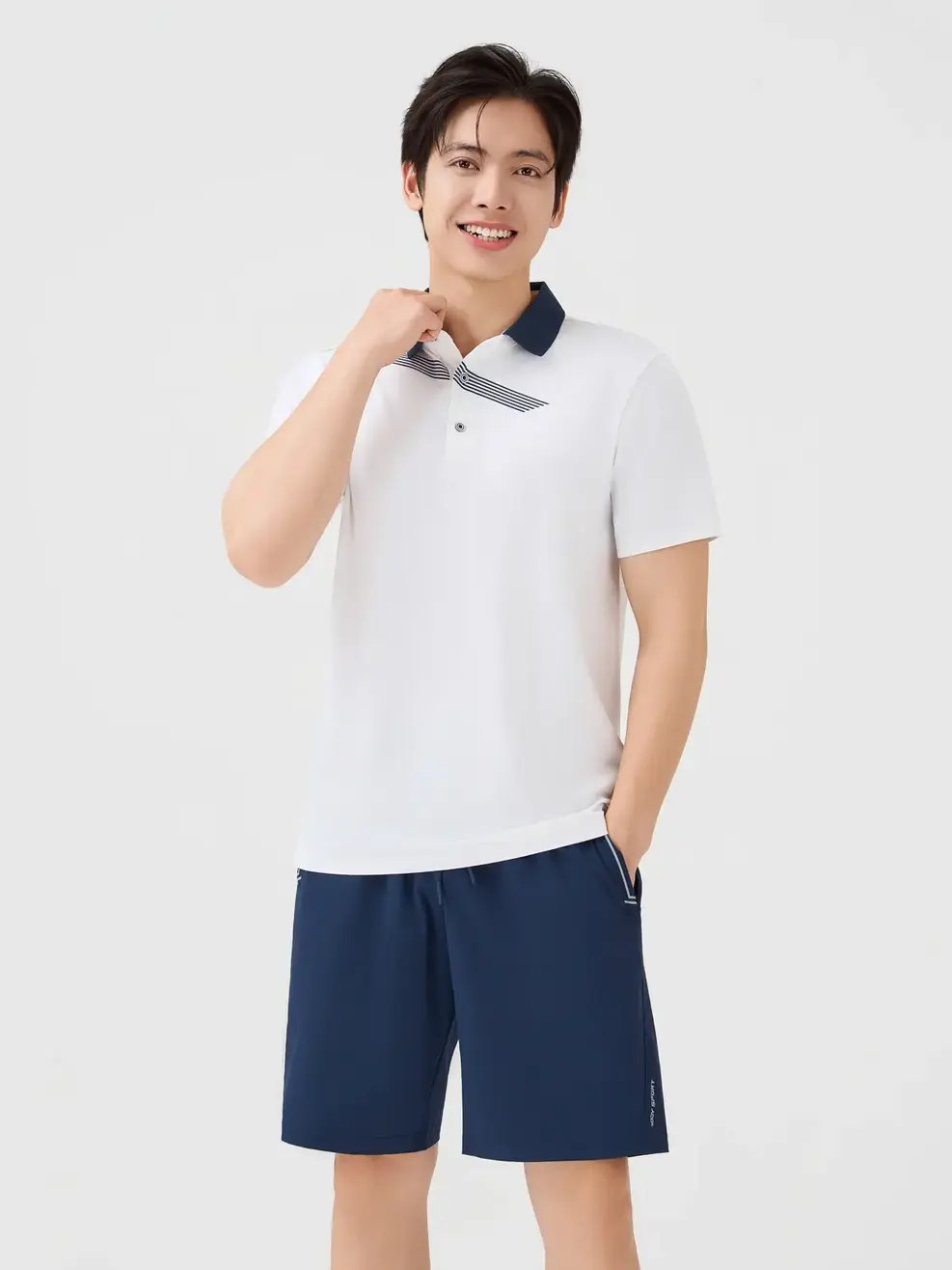 Áo Polo Nam Phối Cổ Thân Có In - White 004 - S