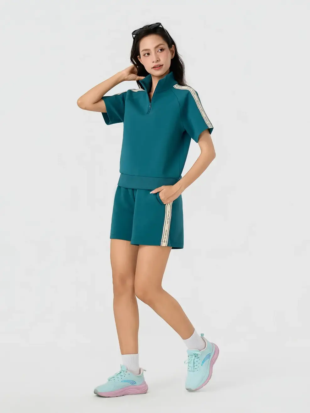 Bộ Đồ Phối Dây Dệt Năng Động - Xanh Lá 145 - S
