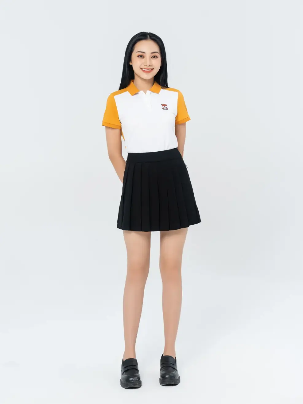 Quần short đồng phục giả váy - Đen - XL